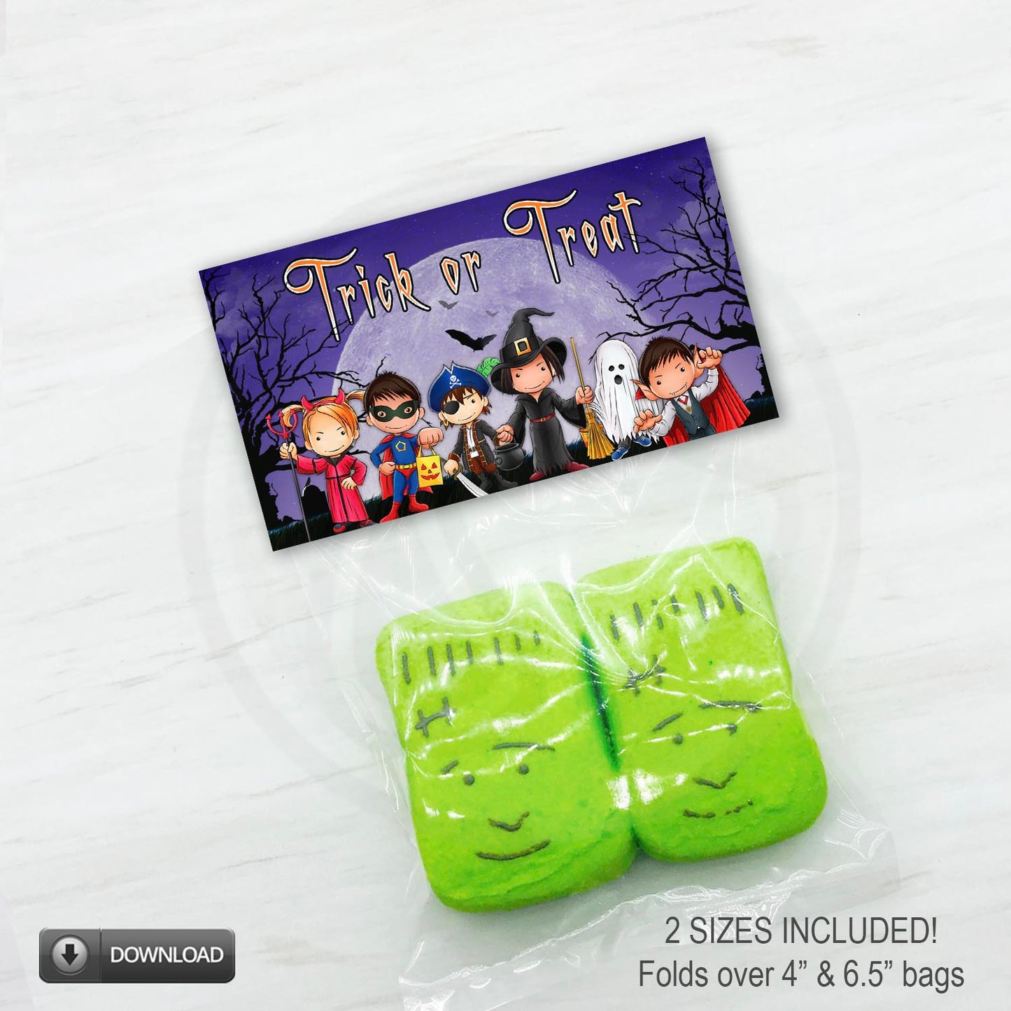 cool kids halloween treat bag toppers for trick or treating - printable download #yourpaperstash