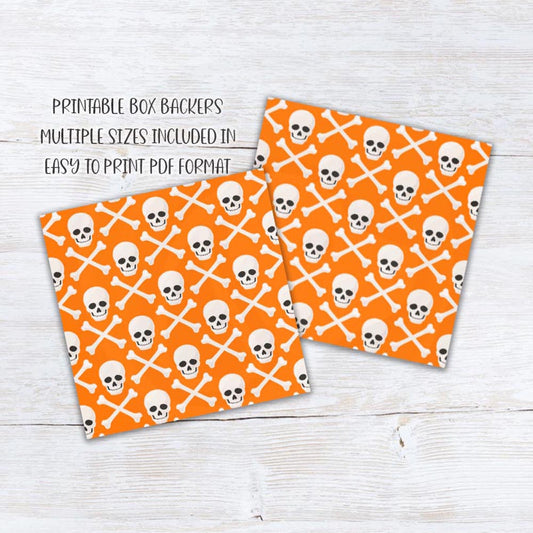 spooky halloween skull and crossbones printable cookie box backers