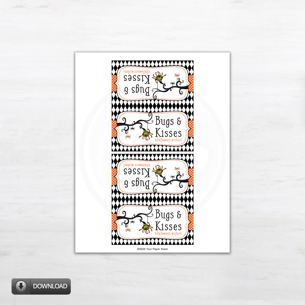 printable Halloween spider treat cookie candy goody bag topper download