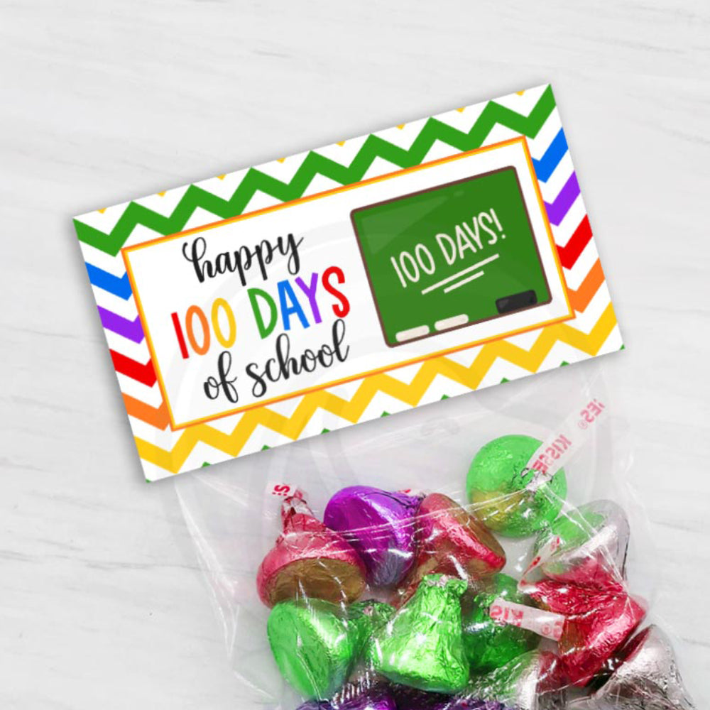 printable happy 100 days of school treat candyc oookie goody bag toppers