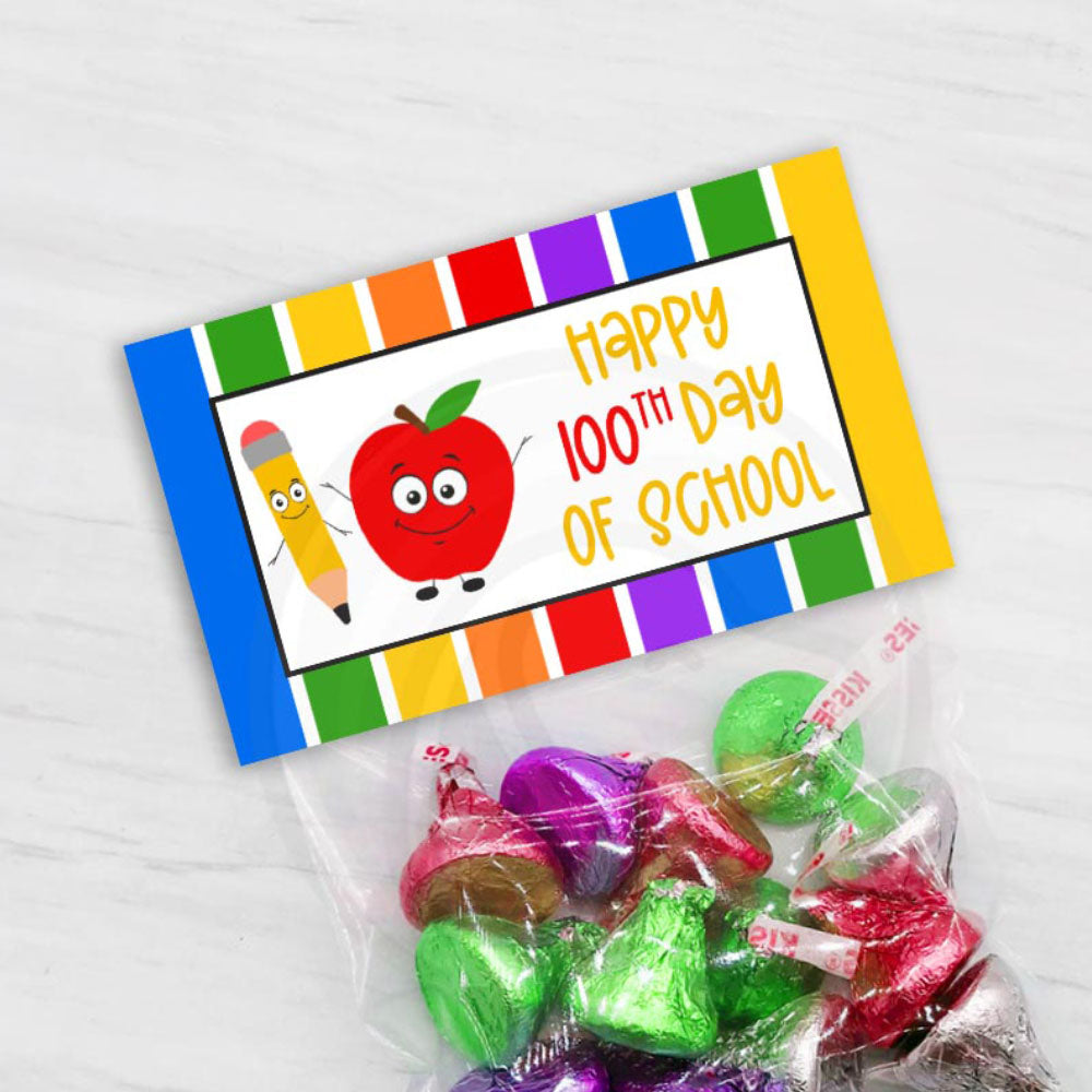 printable 100 days treat candy cookie bag toppers