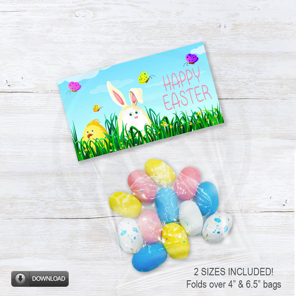 Happy Easter candy bag toppers for basket fillers printable download
