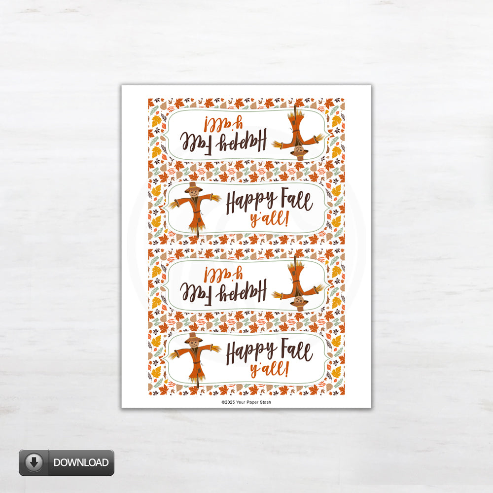 happy fall y'all treat bag topper printable