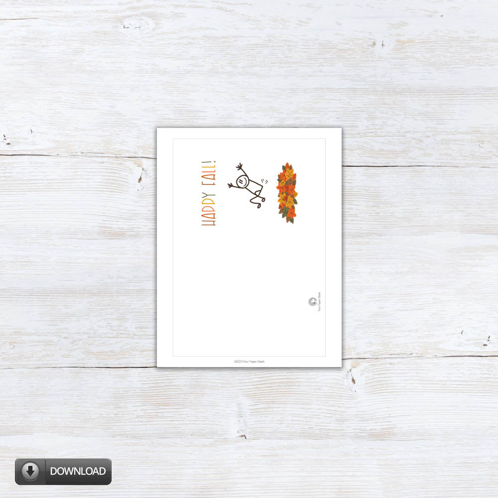 printable happy fall greeting card - blank inside