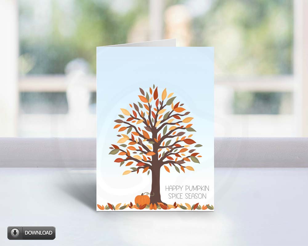 Happy Pumpkin Spice Season Fall Printable Greeting Card