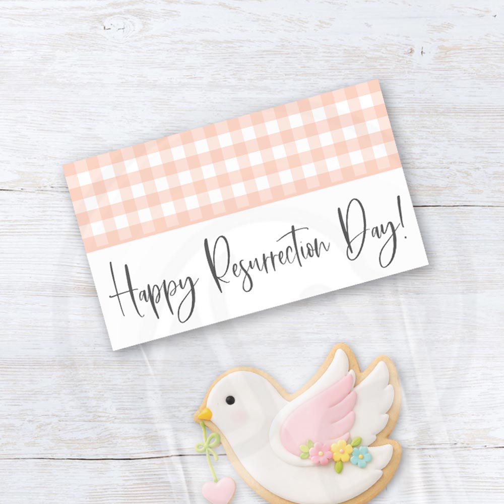 Christian Resurrection Day printable bag topper with dove and religious Easter message