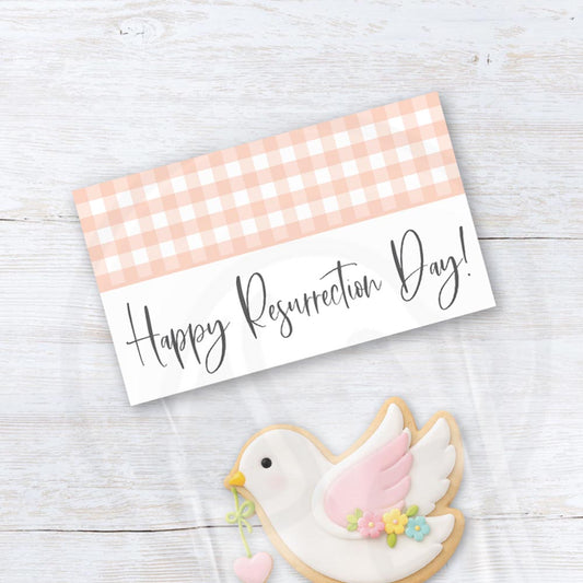 Christian Resurrection Day printable bag topper with dove and religious Easter message