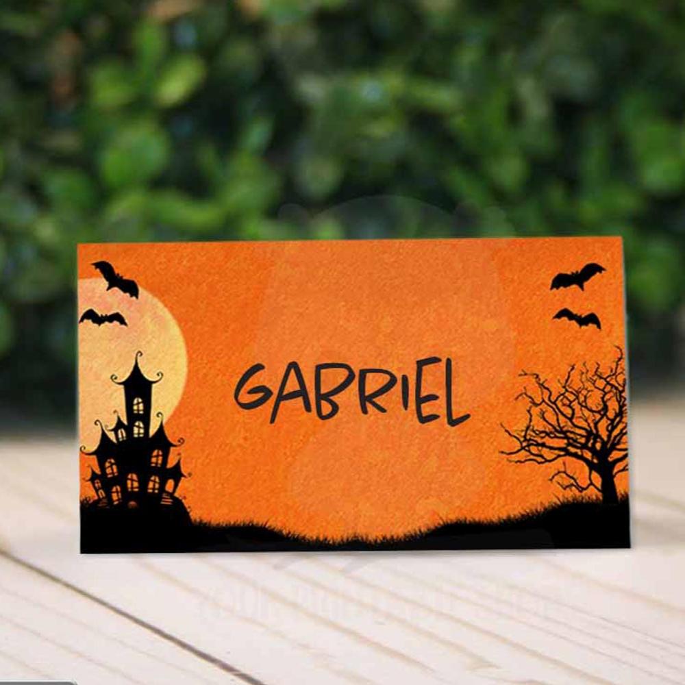 halloween haunted house printable place cards
