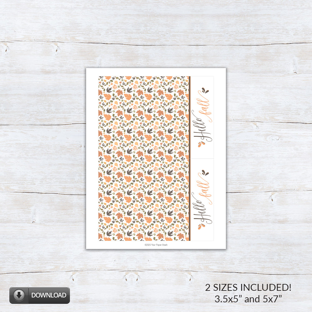 Hello Fall Printable Mini Cookie Card Backers with Autumn Leaves