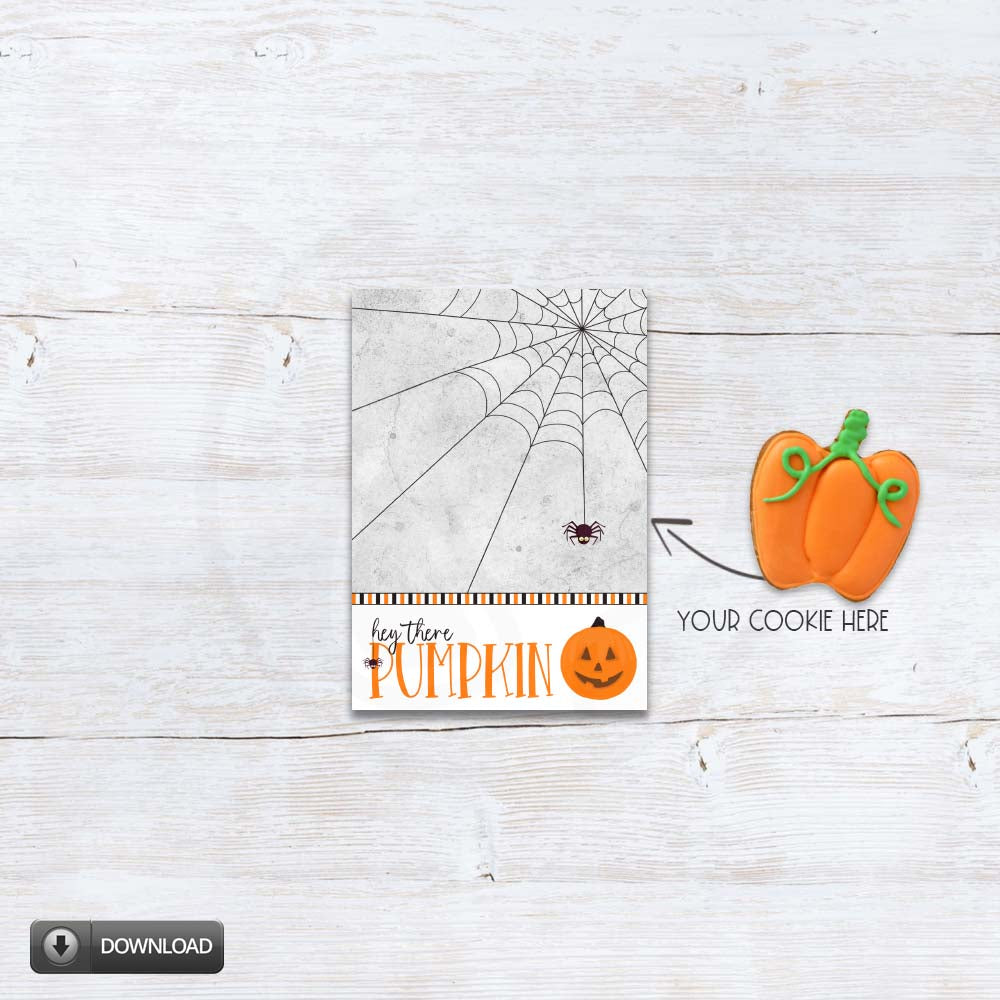 printable hey there pumpkin cookie card backers for cookie kits and gift giving - instant download