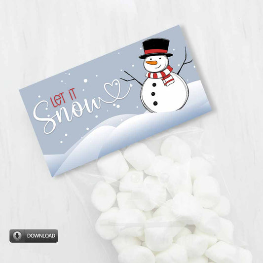 Let It Snow Snowman Bag Topper for Christmas Parties