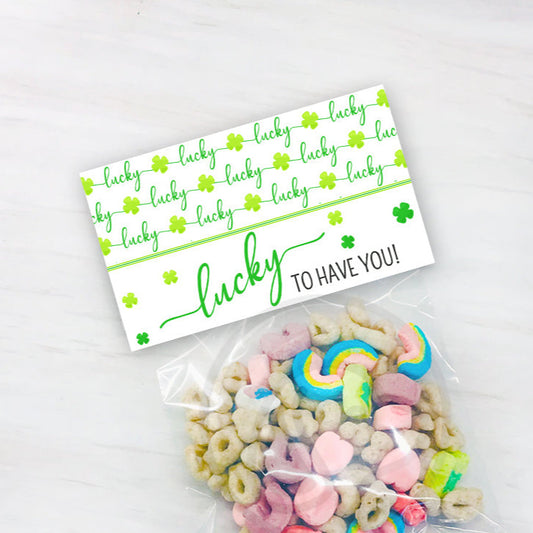 printable st. patrick's day lucky to have you cookie candy treat bag toppers printable instant download