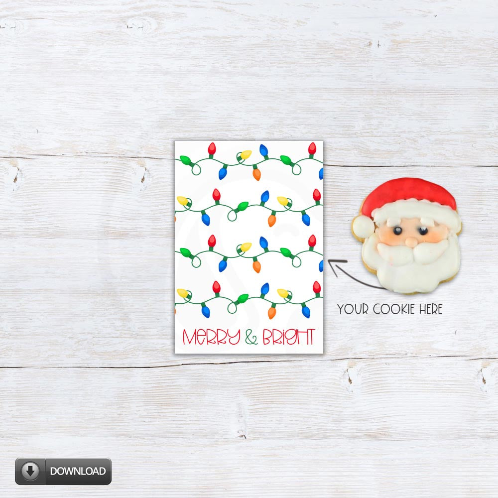 Merry and Bright Christmas cookie card backers