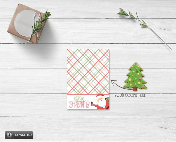 Santa Merry Christmas Mini Cookie Card Printable