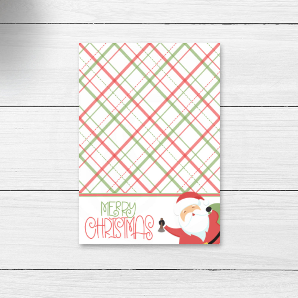 printable santa Merry Christmas 3.5x5 mini cookie card backer