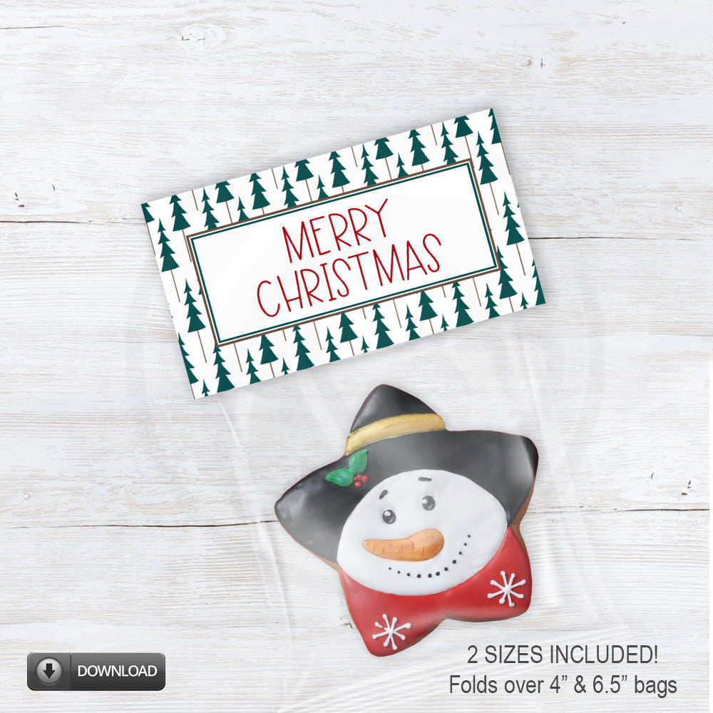 printable Christmas minimalist treat candy and cookie bag toppers