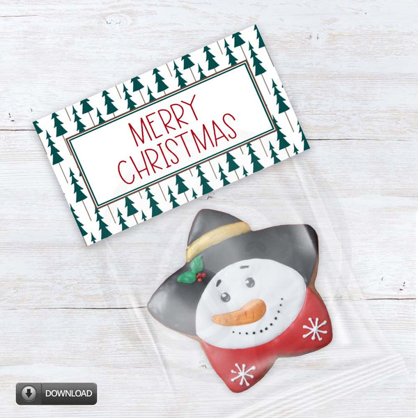 Merry Christmas Treat Cookie Candy Bag Toppers