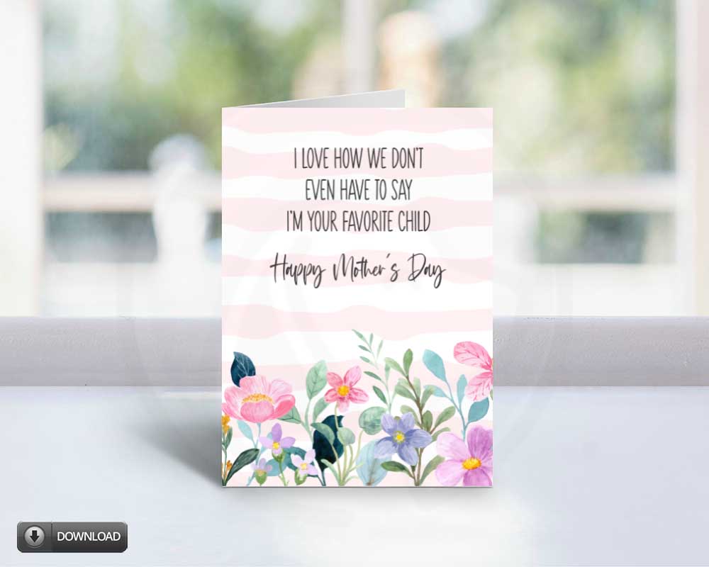 printable floral mother's day card, cards for mom