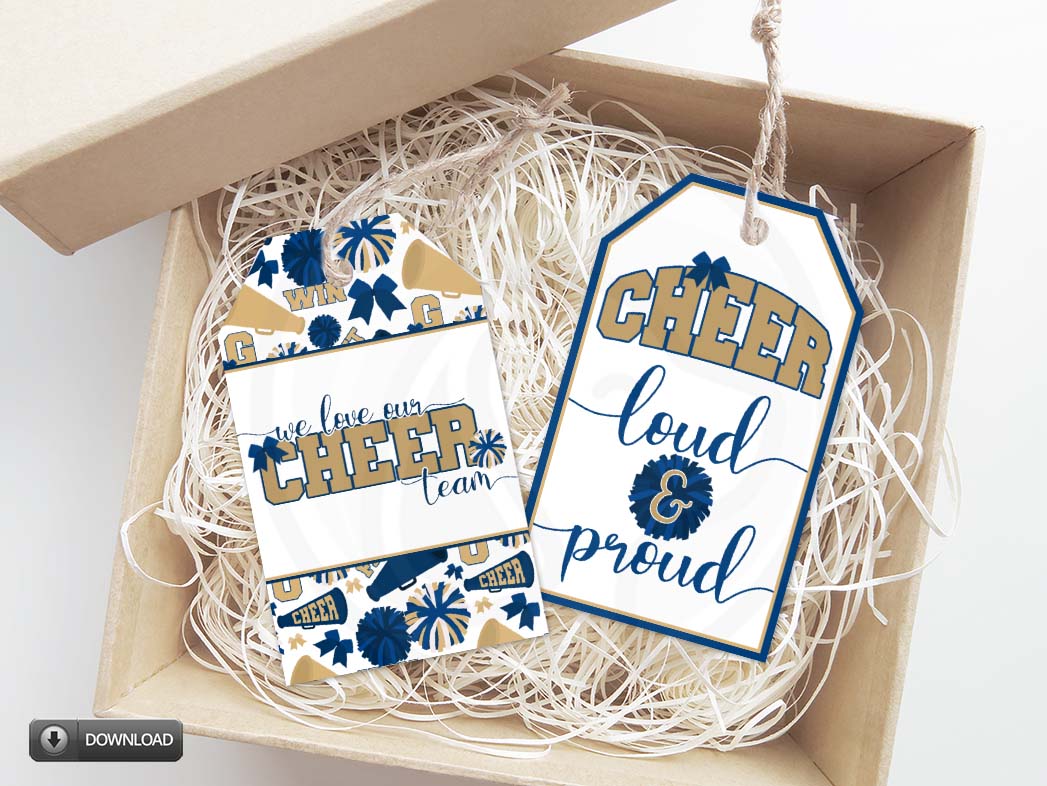 cheerleader party gift tags printable download