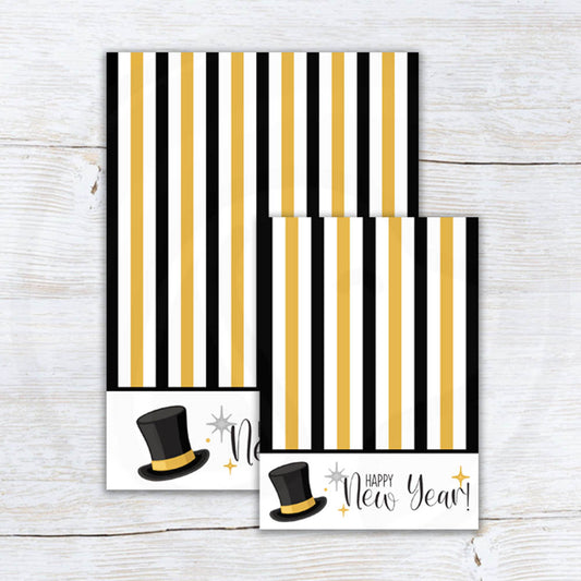 printable black and gold Happy New Year cookie card backers