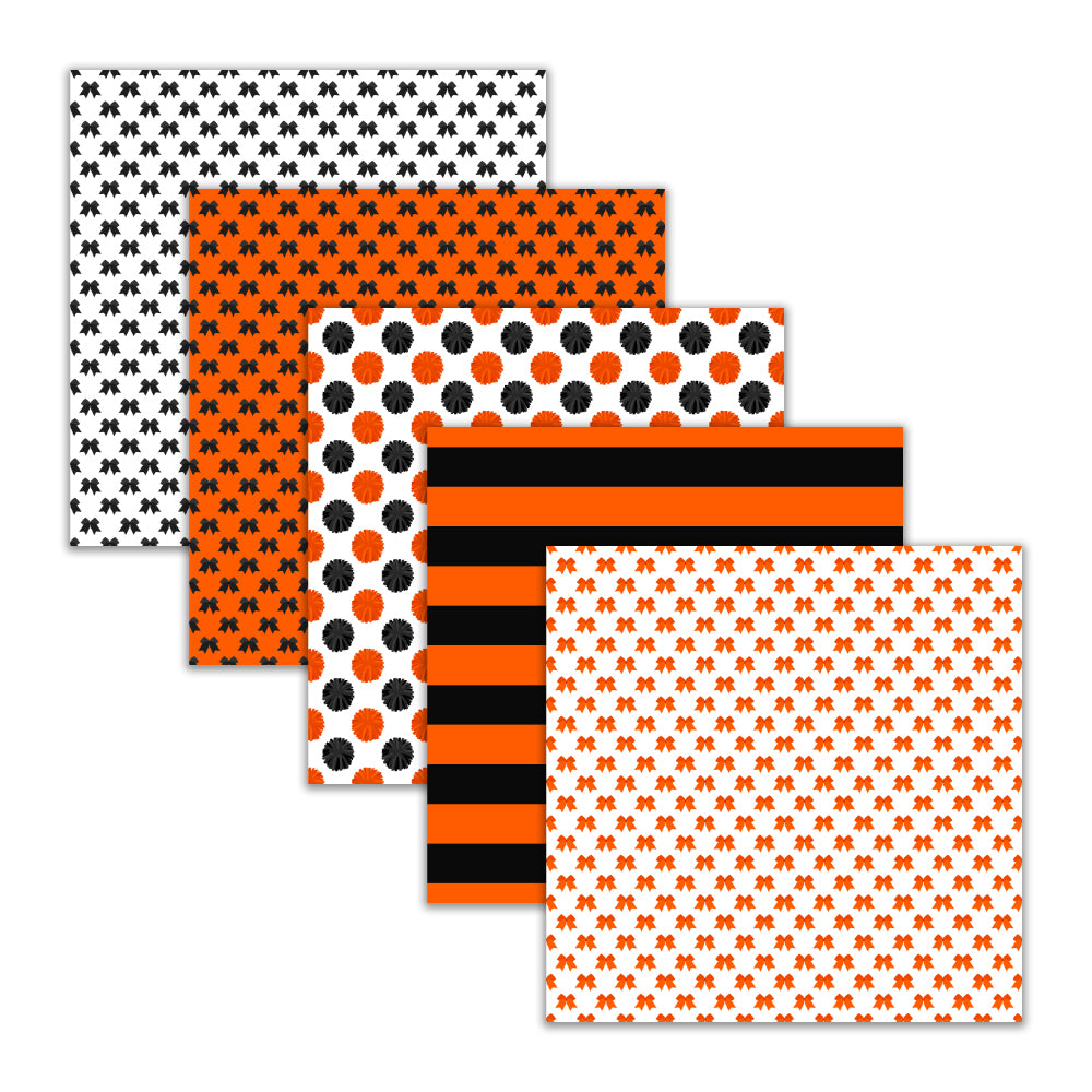 seamless orange and black cheerleader digital paper patterns with pom-poms megaphones cheer bows stripes chevrons and word collage sheet-19 papers included-instant download