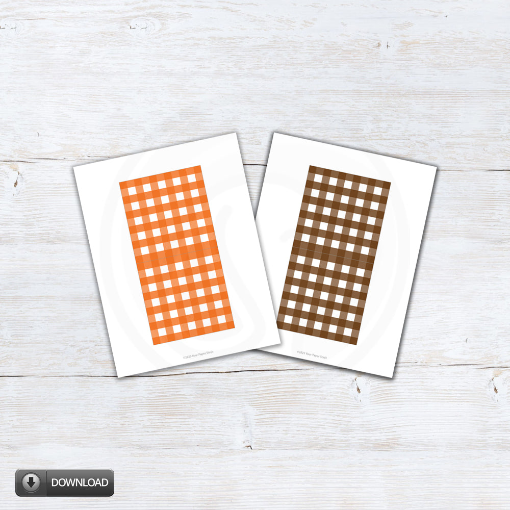 Orange Brown Gingham Cookie Box Backers for Thanksgiving and Fall