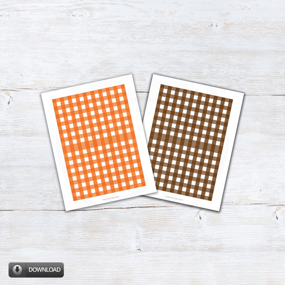 Orange Brown Gingham Cookie Box Backers for Thanksgiving and Fall