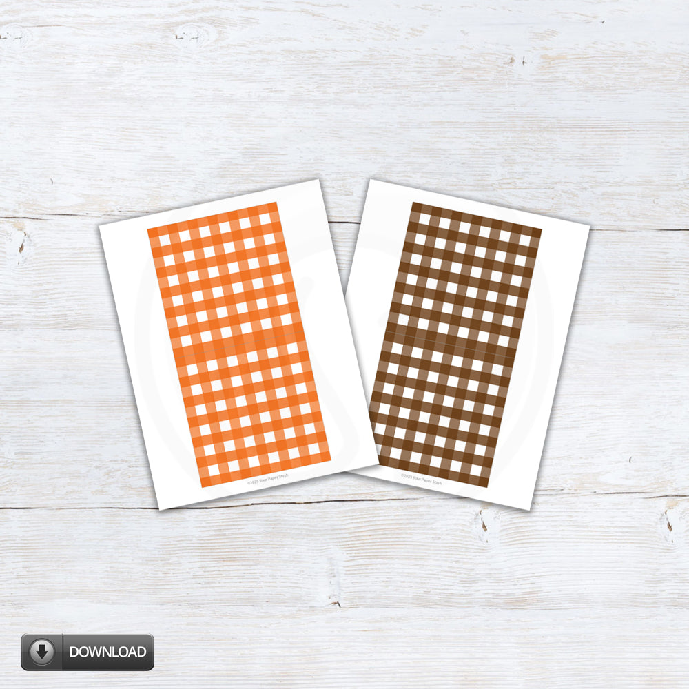 Orange Brown Gingham Cookie Box Backers for Thanksgiving and Fall