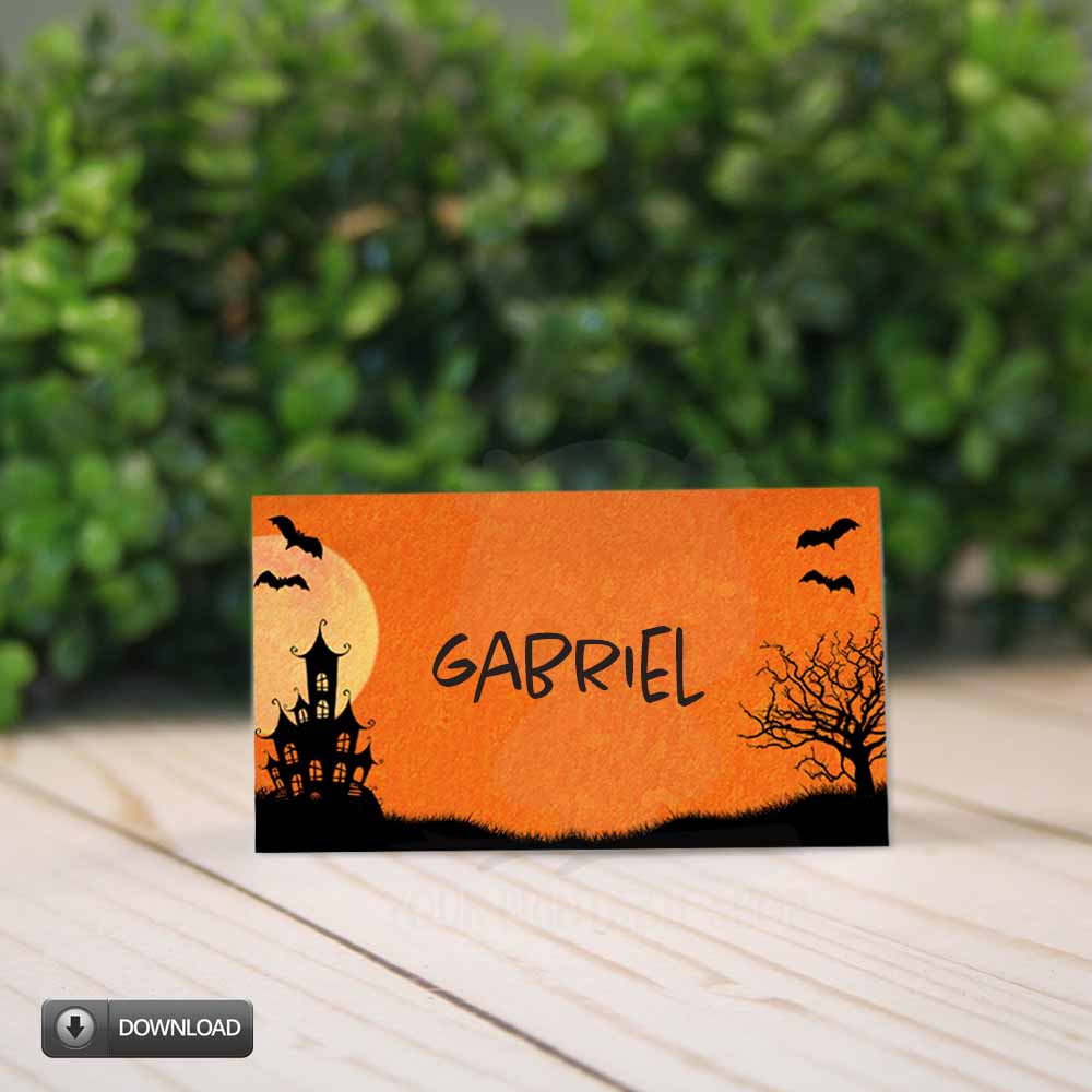 printable halloween tent and place cards