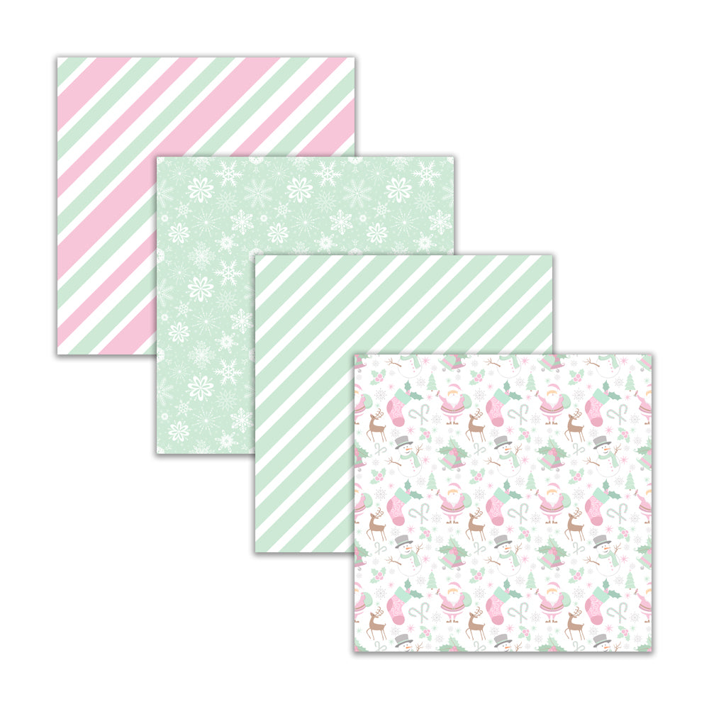 Coquette-inspired pastel Christmas digital backgrounds for scrapbooking