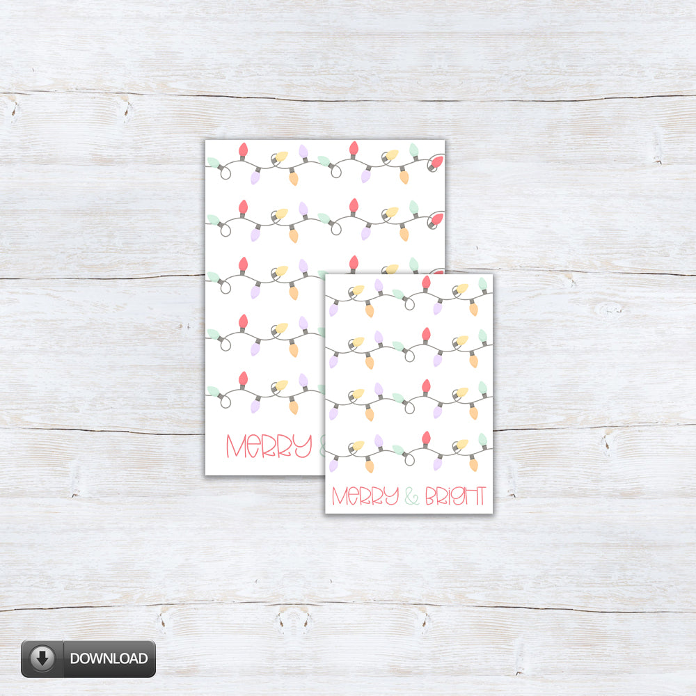 Merry and Bright Christmas Cookie Cards with Pastel Lights
