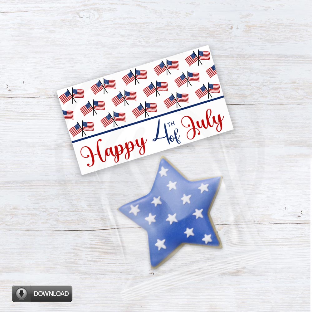 printable 4th of july treat bag toppers, American flag bag toppers download