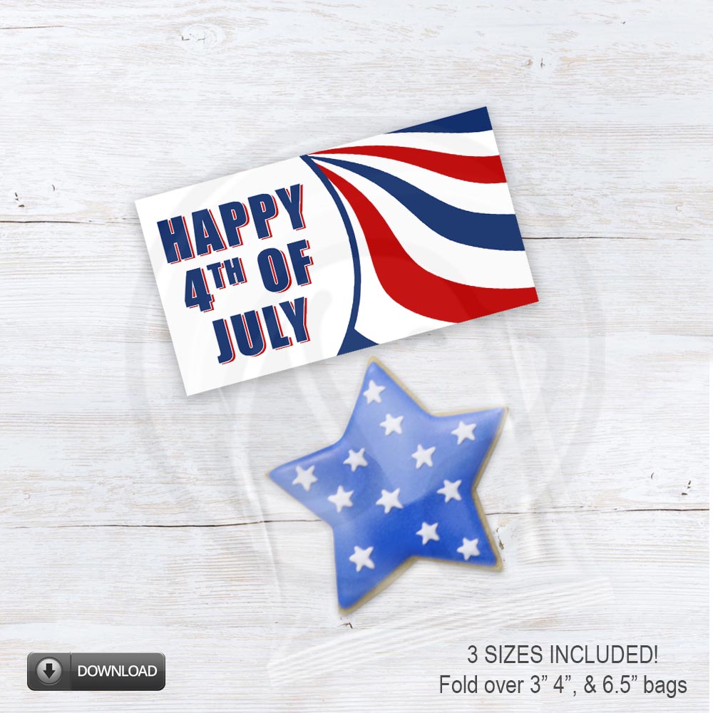 patriotic candy bag toppers printable with modern red white blue stripes for independence day party favors
