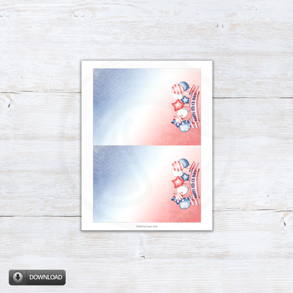 red white blue cookie backer cards printable for 4th of july party favors and small business packaging
