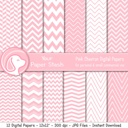 pink chevron digital scrapbook papers, pink chevron digital paper backgrounds, baby girl digital paper, valentine's day craft supplies