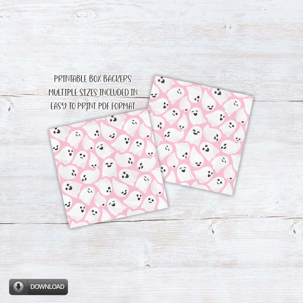 Pink Ghost Halloween Cookie Backers & Boo Basket Cards