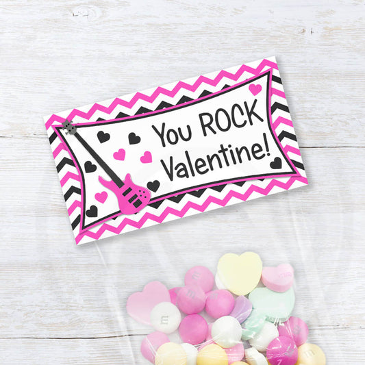 Hot Pink Valentine You Rock Printable Treat Bag Toppers