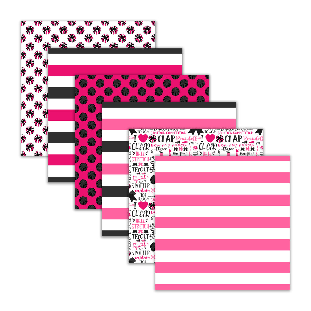 Pink Black Cheerleader Seamless Digital Paper Patterns