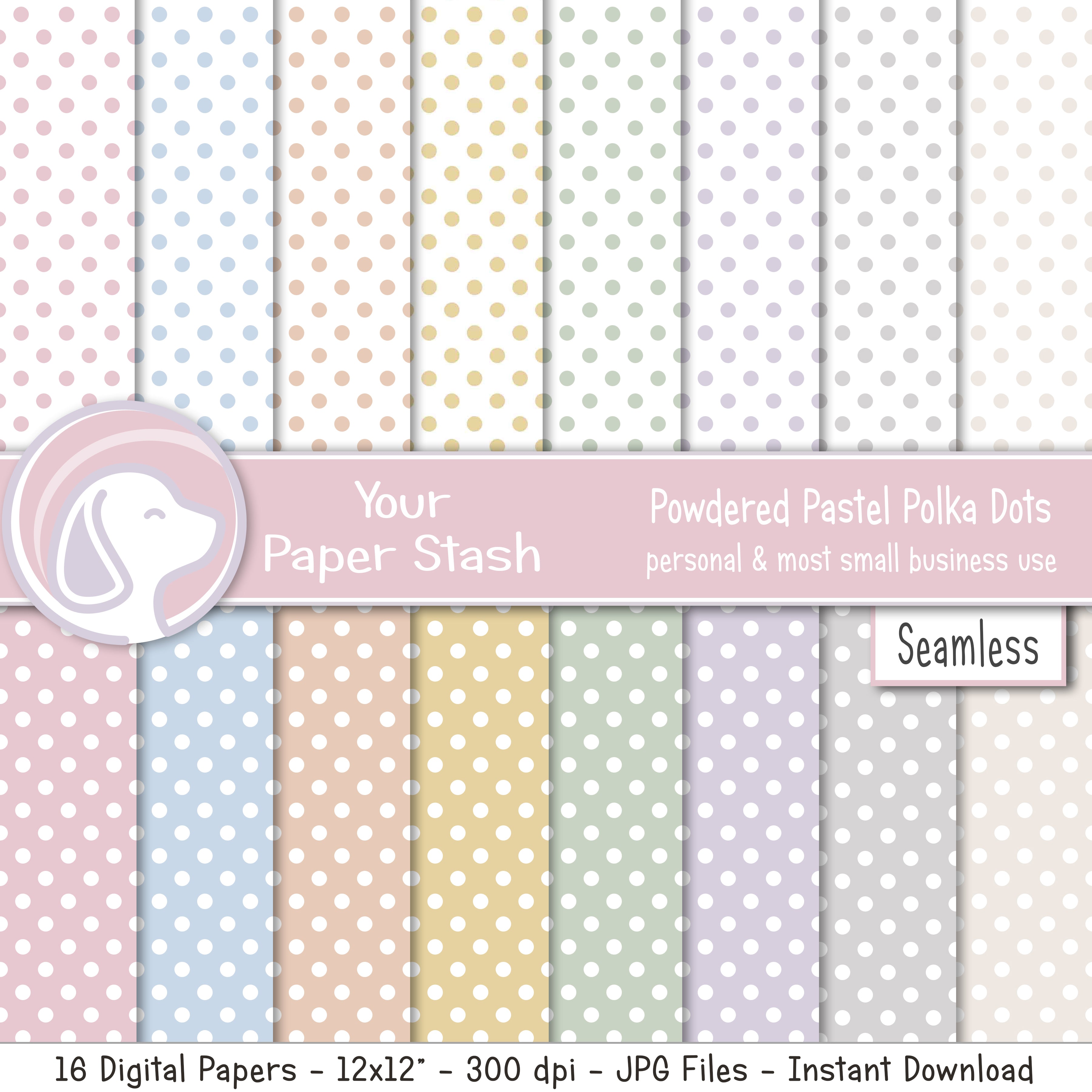 Pastel Polka Dot Digital Paper Pack – Seamless Pastel Scrapbook Backgr ...