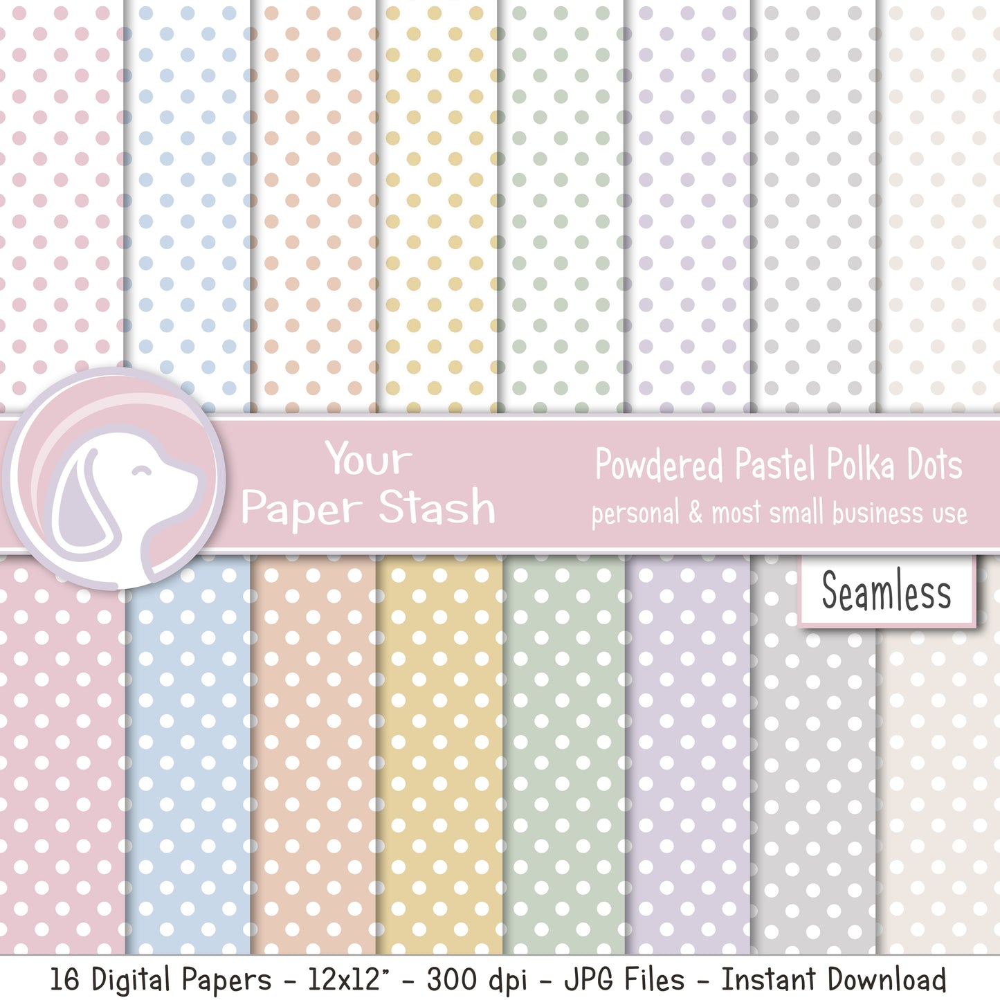 seamless 12x12 soft pastel digital scrapbook papers and backgrounds
