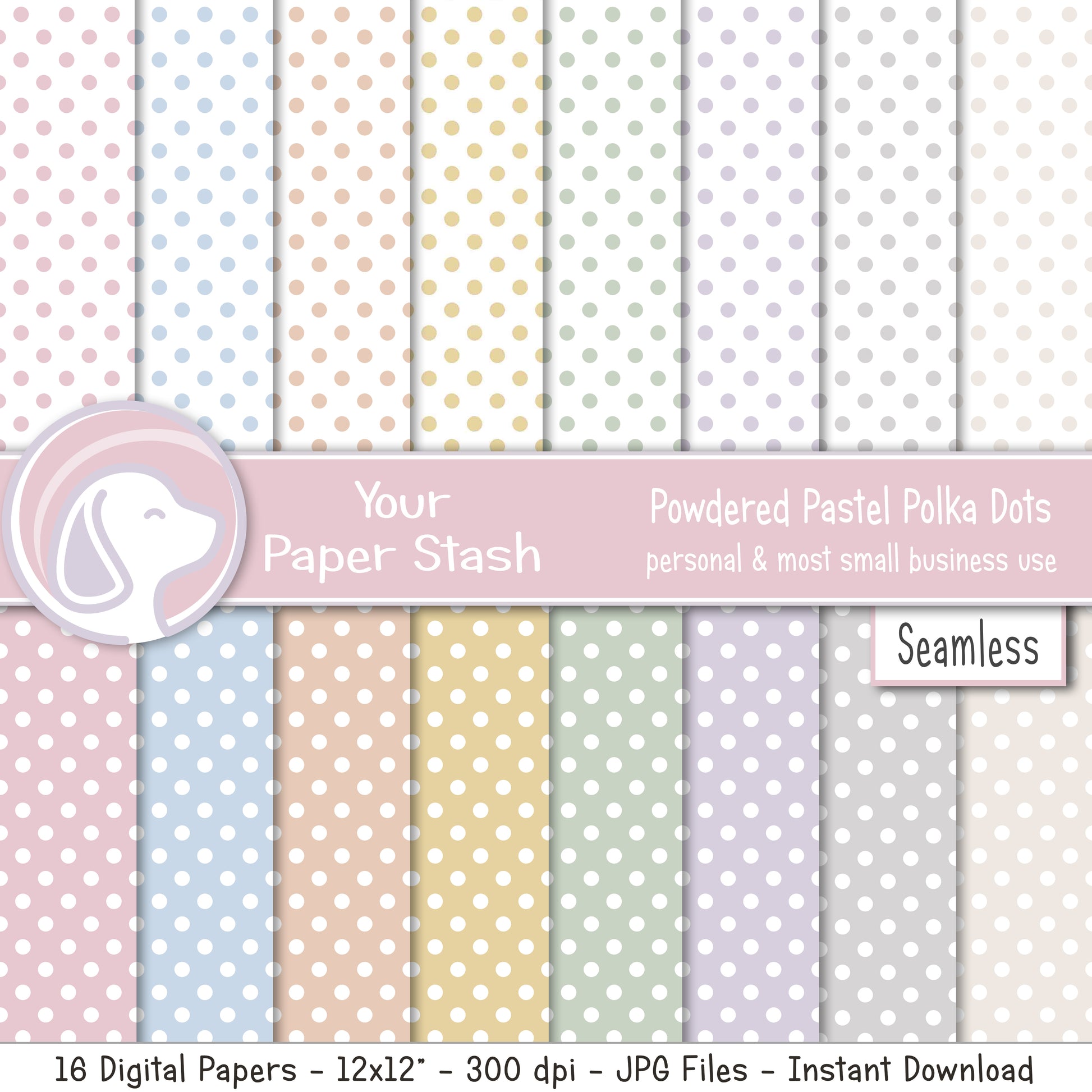 seamless 12x12 soft pastel digital scrapbook papers and backgrounds