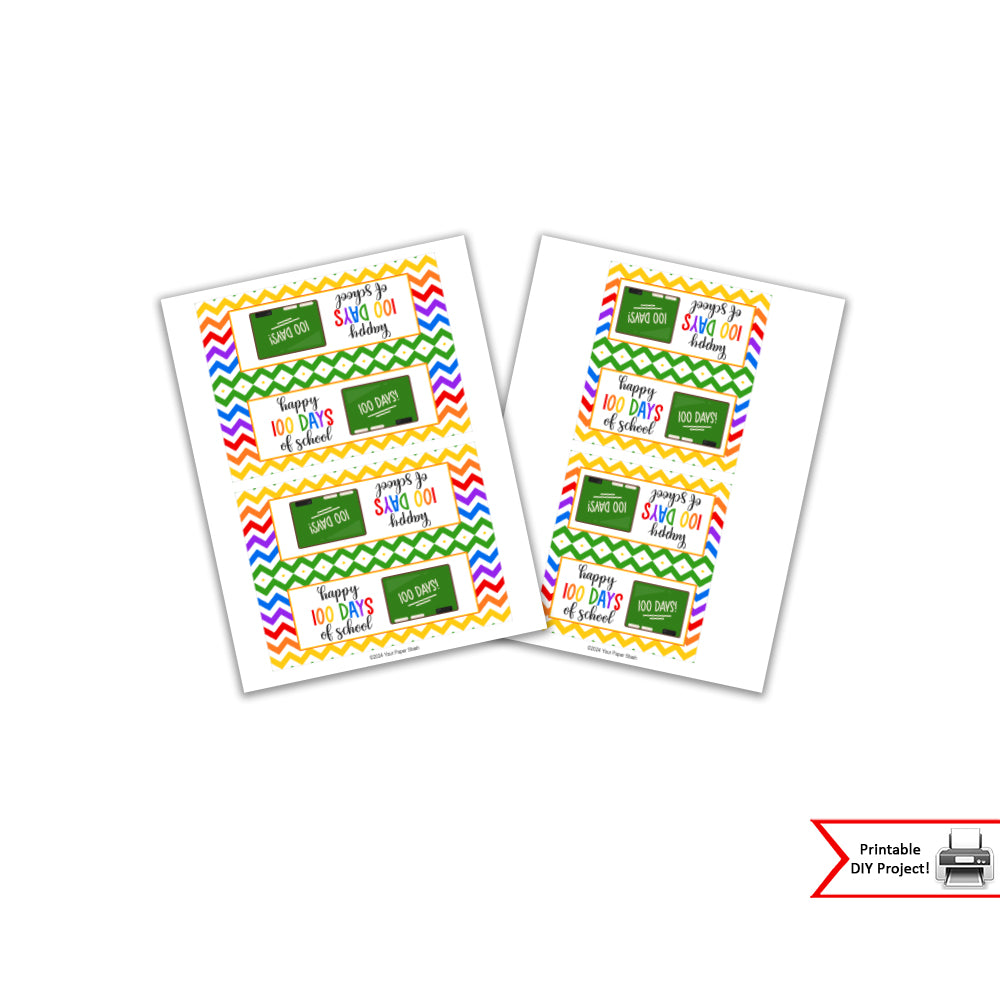 Printable 100th Days of School Treat Bag Toppers