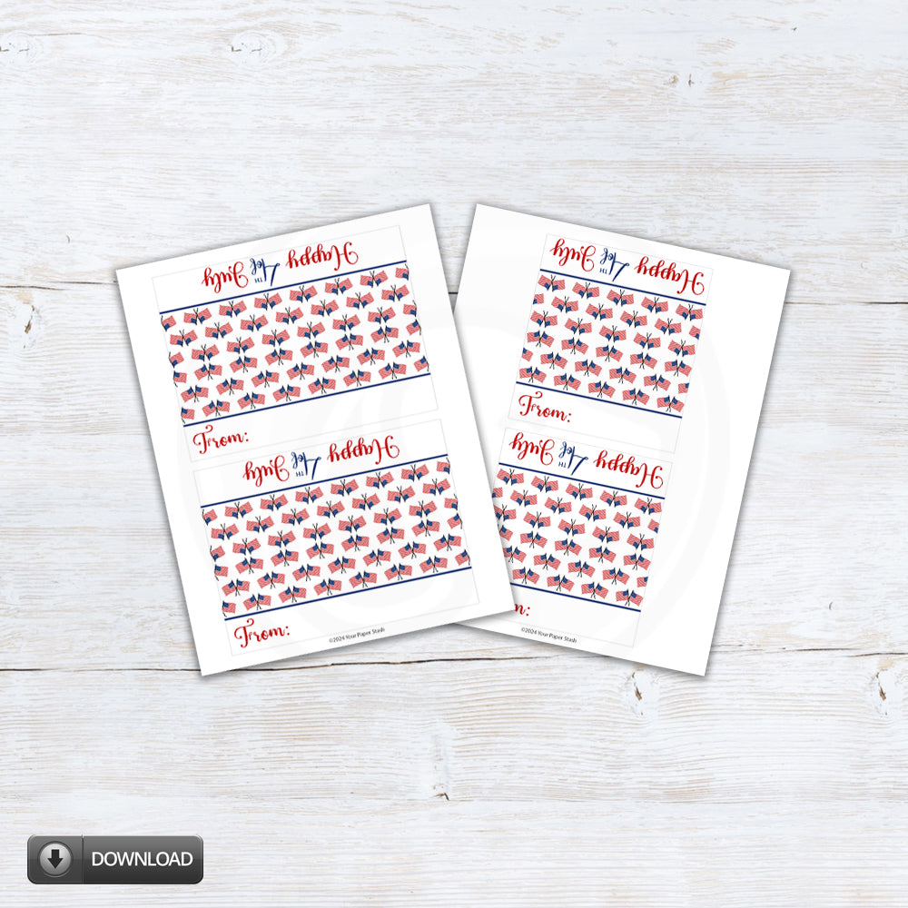 4th of July Treat Bag Toppers | Patriotic Party Printables | Independence Day Favors