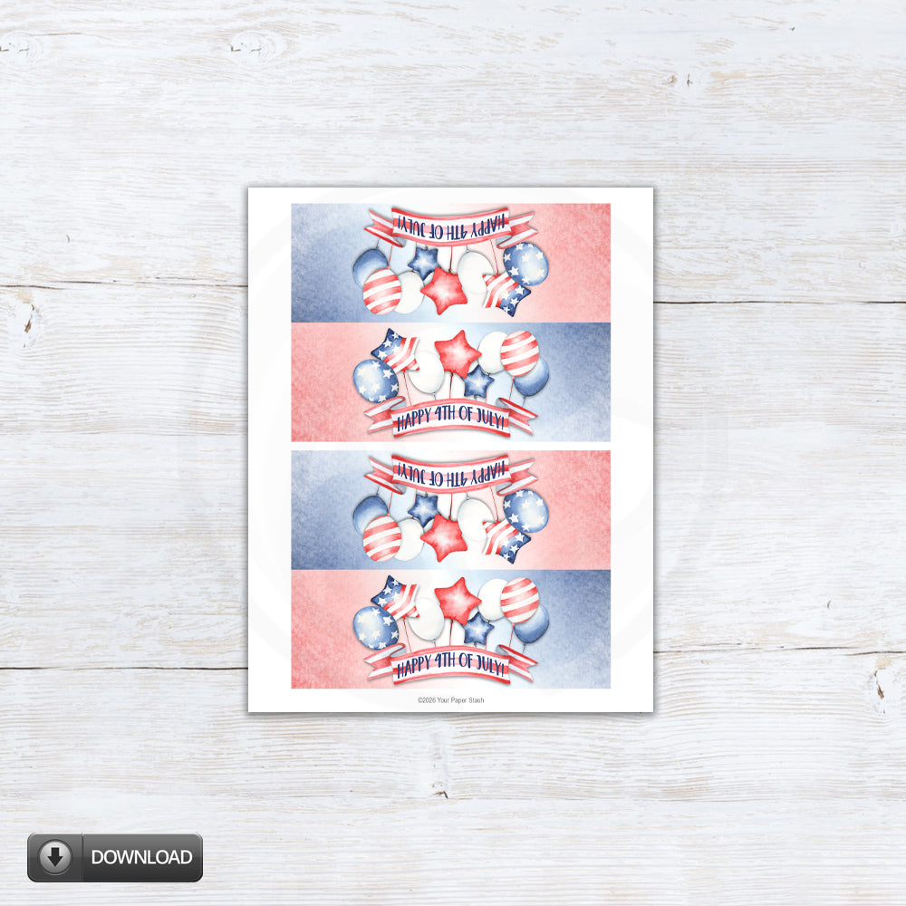 red white blue treat bag toppers printable for 4th of july party favors and classroom celebrations