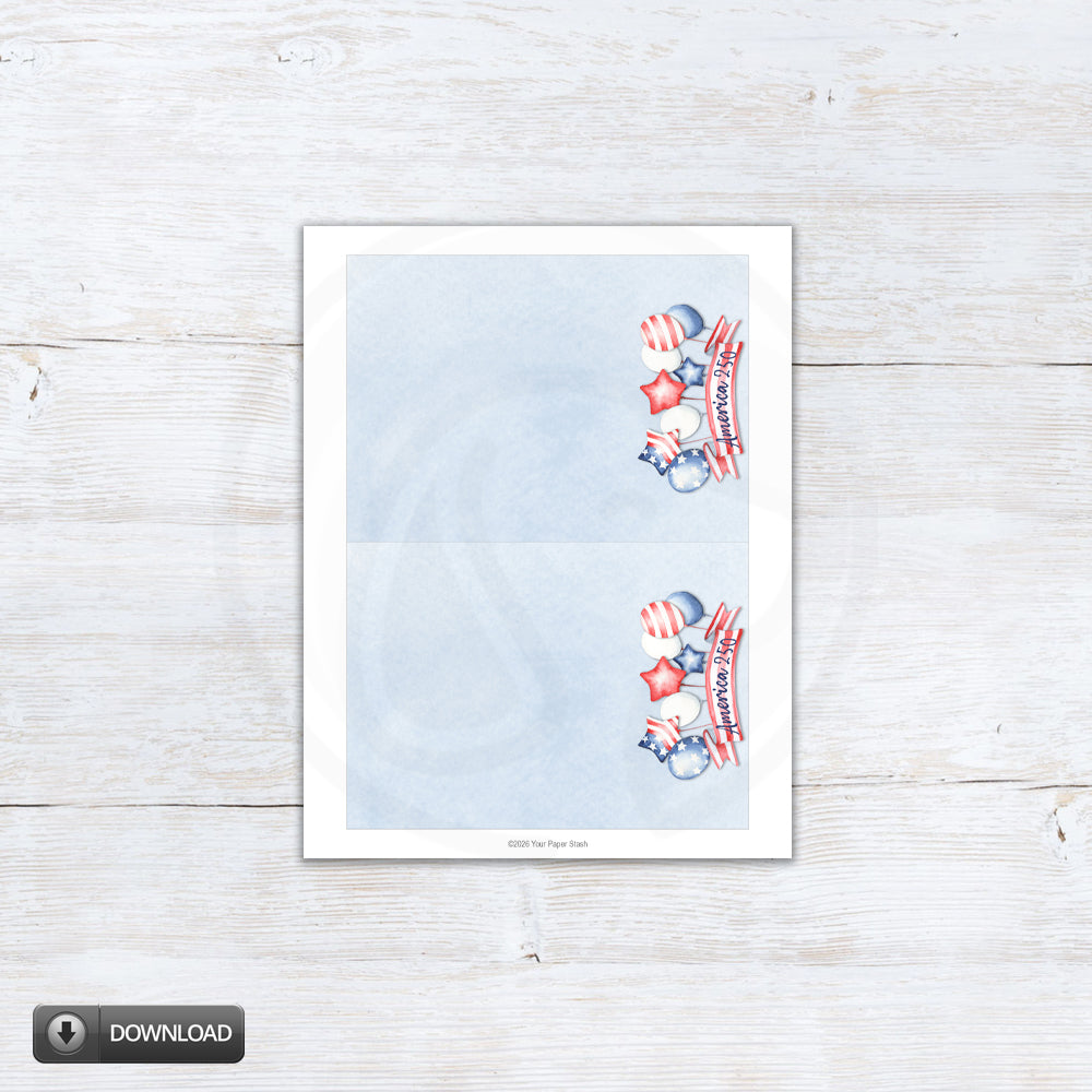 printable cookie backer cards america 250 theme with patriotic balloons design for party favors and small gifts