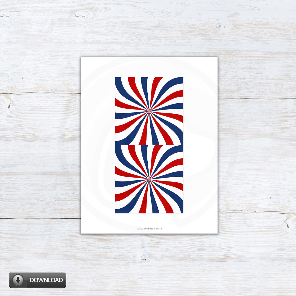 red white blue swirl cookie tags