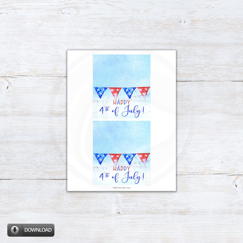 independence day treat bag toppers printable with soft watercolor stars banner design for party favors