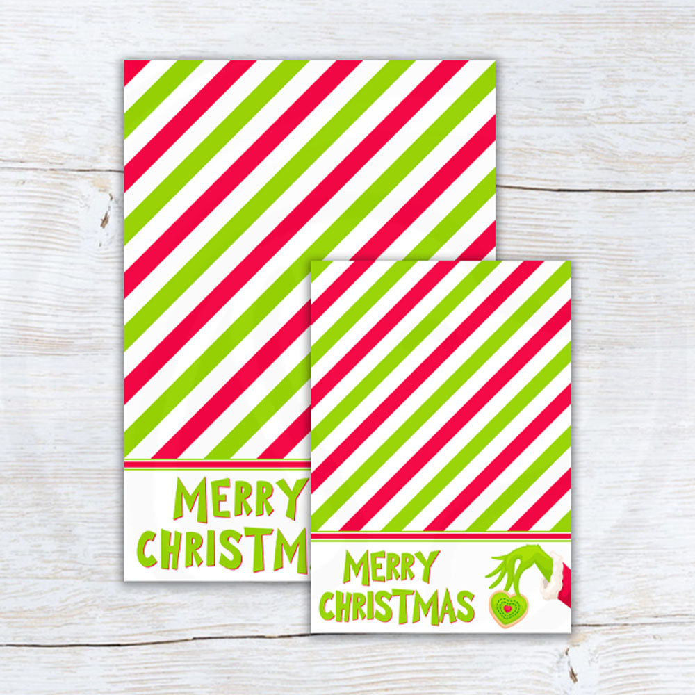 Merry Christmas mini and large cookie card backers with green hand and cookie