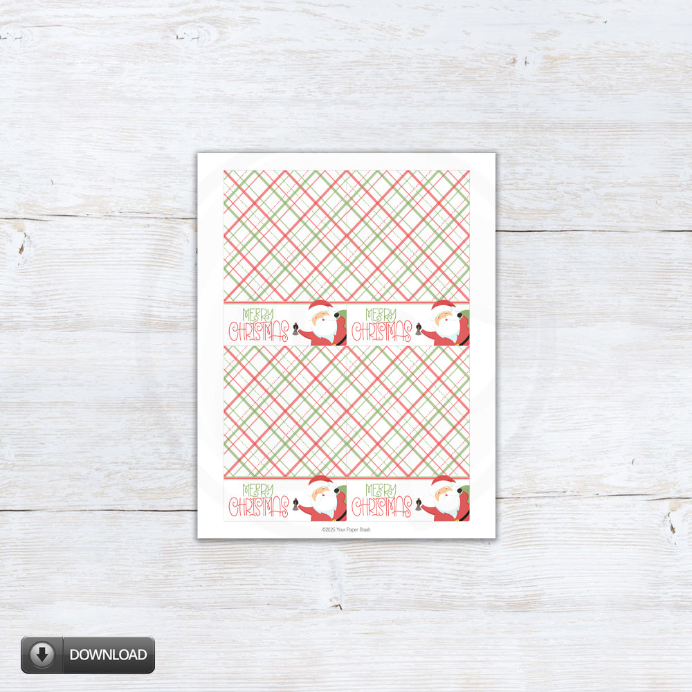 Christmas mini cookie cards printable download with santa illustration