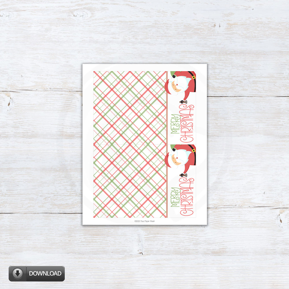 Santa 5x7 Christmas cookie and note cards printable download